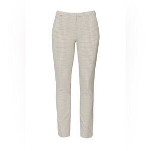 Theory Cream Check Straight-Leg Pants with Tan Grid